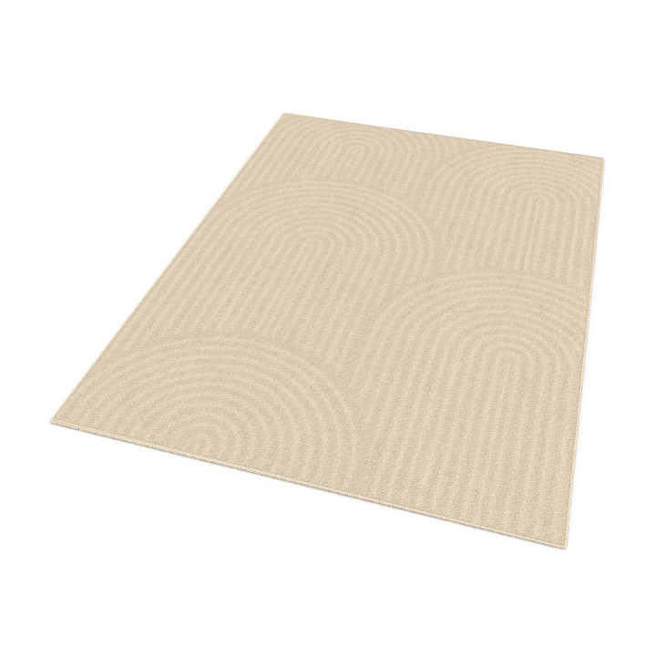 Tapis d'intérieur rectangle JADA à motifs circulaire beige 160 x 220 cm