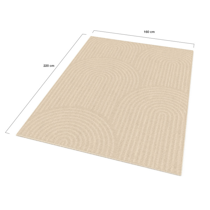 Tapis d'intérieur rectangle JADA à motifs circulaire beige 160 x 220 cm