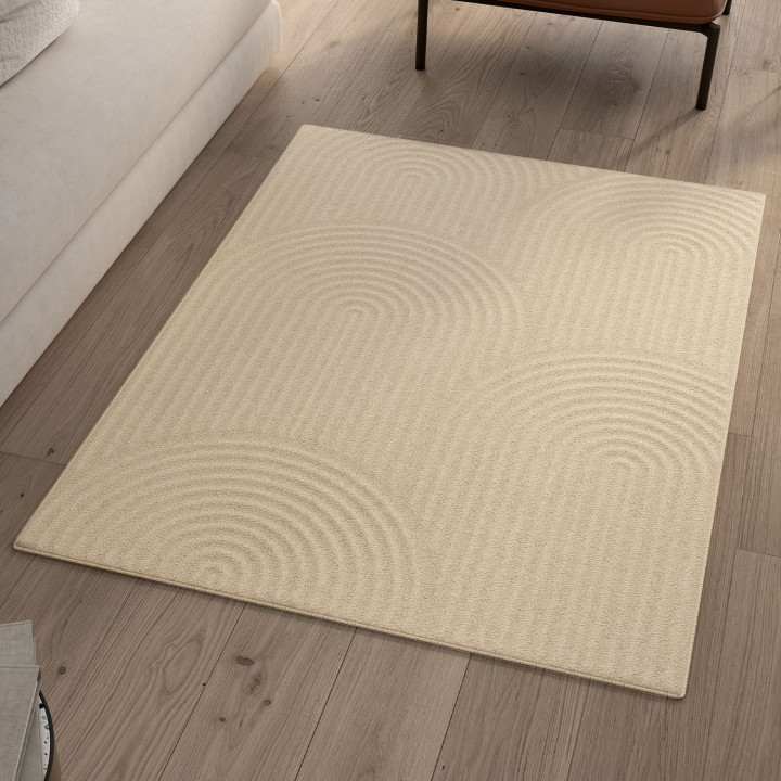 Tapis d'intérieur rectangle JADA à motifs circulaire beige 120 x 170 cm