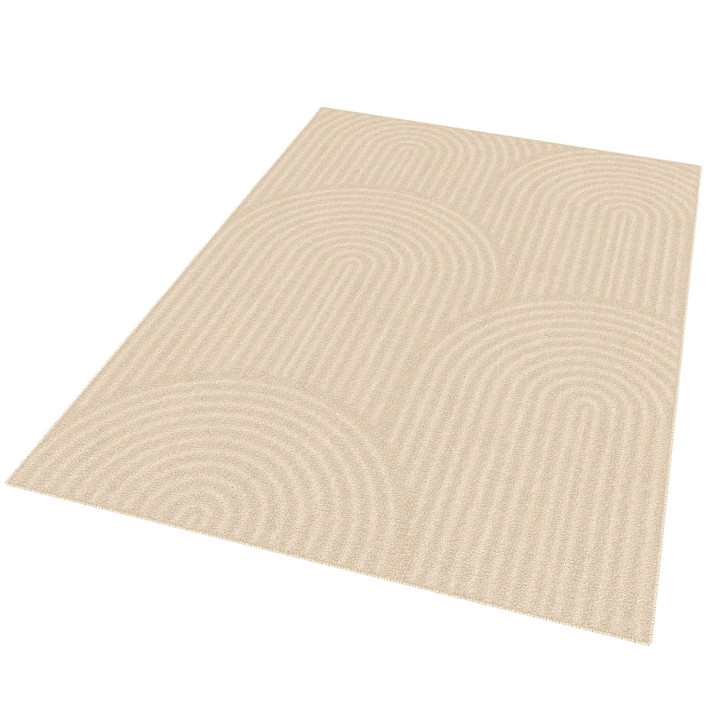 Tapis d'intérieur rectangle JADA à motifs circulaire beige 120 x 170 cm