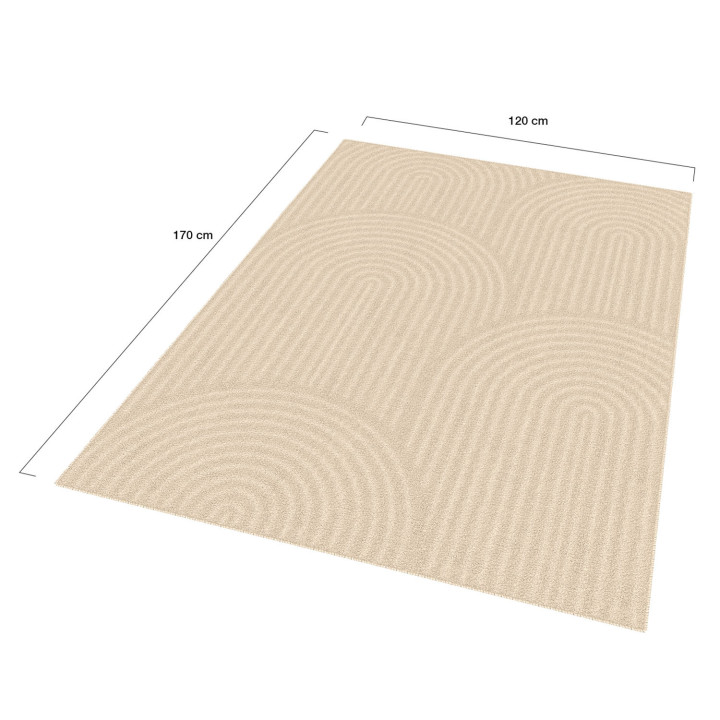 Tapis d'intérieur rectangle JADA à motifs circulaire beige 120 x 170 cm