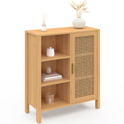 Rieten dressoir met 3 planken en kast 70 cm - EDHEN | ID Market