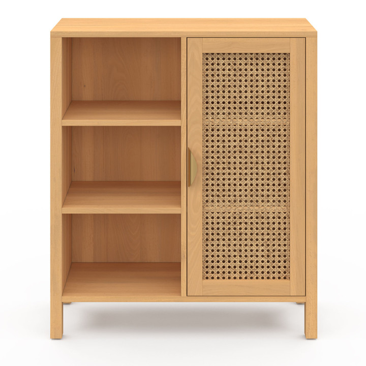 Aparador de caña con 3 estantes y armario 70 cm - EDHEN | ID Market