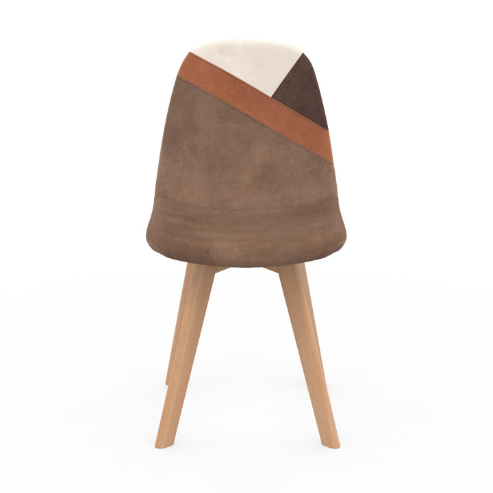 6 sillas escandinavas de color beige, blanco y mezcla de patchworks de terciopelo - SARA | ID Market