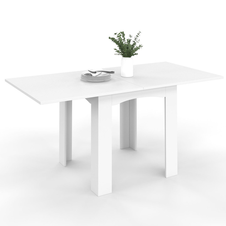 Table à manger extensible rectangle DONA 4-8 personnes blanche 80-160 cm Table à manger extensible rectangle DONA 4-8 personnes blanche 80-160 cm