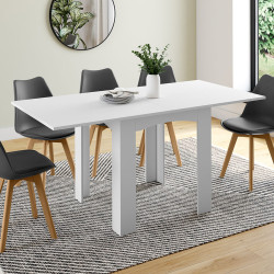 Mesa de comedor extensible blanca barata para 4 a 8 personas | ID Market