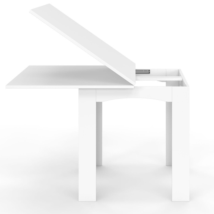 Table à manger extensible rectangle DONA 4-8 personnes blanche 80-160 cm Table à manger extensible rectangle DONA 4-8 personnes blanche 80-160 cm
