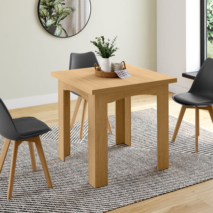 Mesa de comedor extensible imitación haya 4 a 8 personas | ID Market