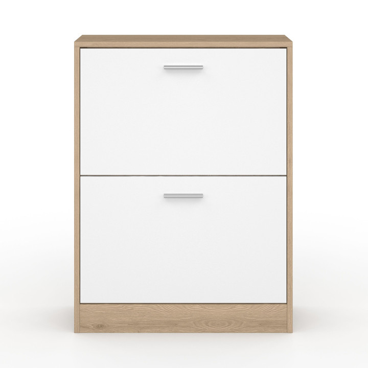 Mueble zapatero de 2 puertas imitación haya y blanco | ID Market