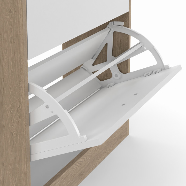 Mueble zapatero de 2 puertas imitación haya y blanco | ID Market