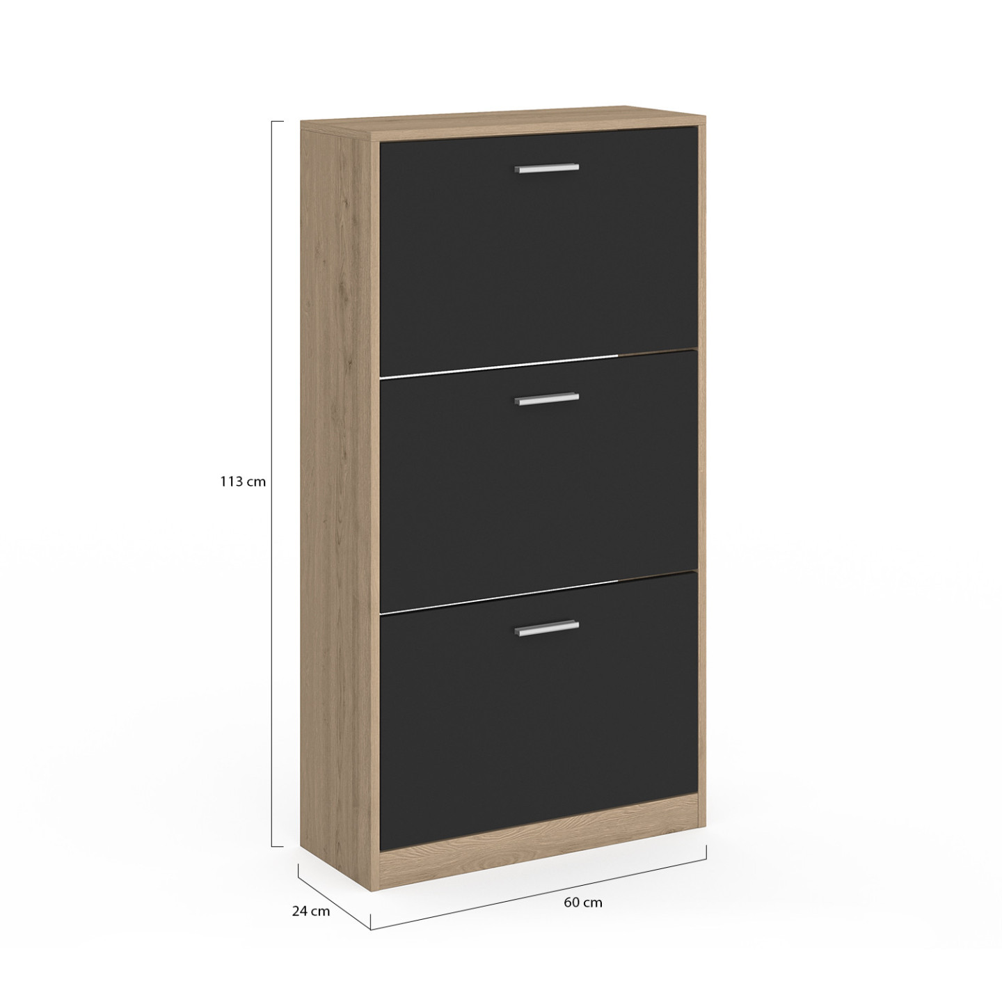 Vida Designs Schoenenkast met 2 laden, kleur: zwart, afmetingen (B x D x H): ca. 80 x 60 x 24 cm