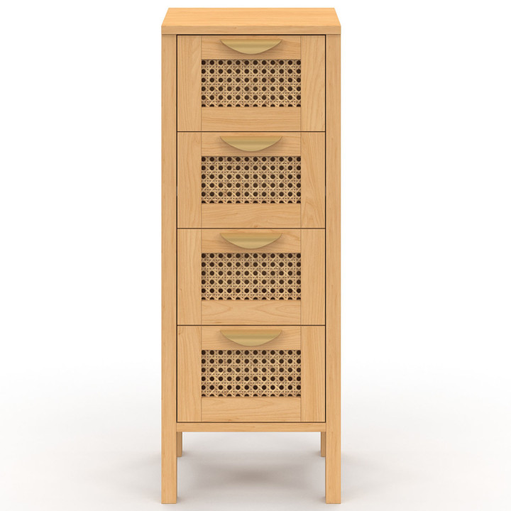 Meuble d'appoint 4 tiroirs EDHEN 30 cm chiffonnier avec cannage pour entrée salle de bain
