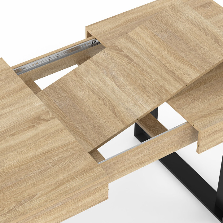 Table à manger extensible rectangle PHOENIX 4-6 personnes bois et noir 120 - 160 cm