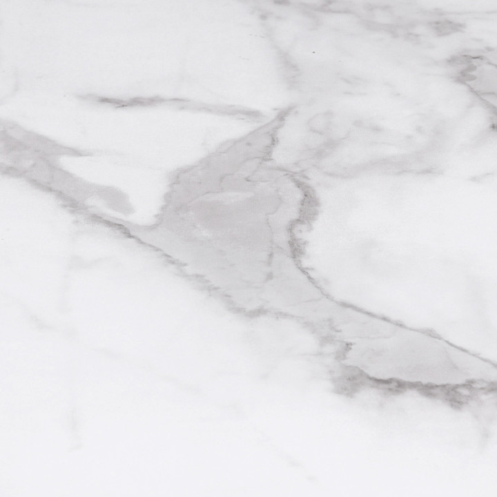 Mesa de comedor redonda extensible con tapa efecto mármol blanco - ALASKA | IDMarket