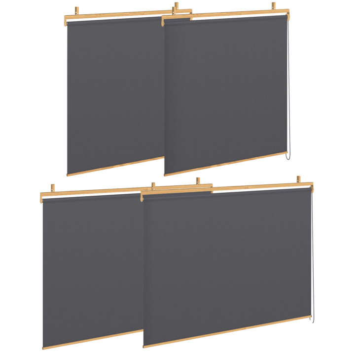 Pérgola efecto madera techo retráctil 3x4M y 4 toldos gris antracita | ID Market