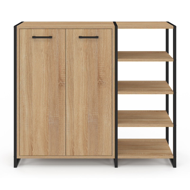 Mueble zapatero 12 pares 2 puertas con 4 estantes diseño industrial - LUIS | ID Market