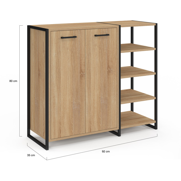 Mueble zapatero 12 pares 2 puertas con 4 estantes diseño industrial - LUIS | ID Market