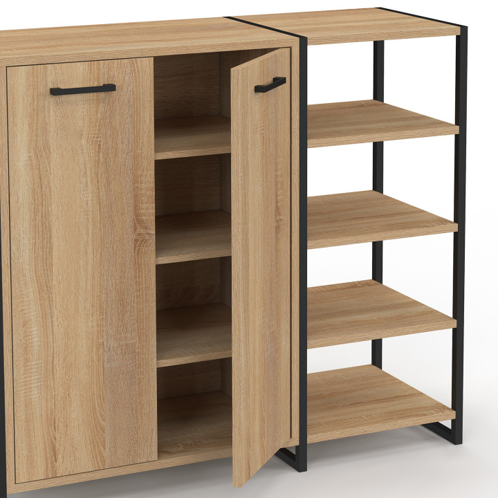 Mueble zapatero 12 pares 2 puertas con 4 estantes diseño industrial - LUIS | ID Market