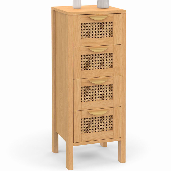Dressoir met 4 laden EDHEN 30 cm chiffonier met riet voor badkamerentree