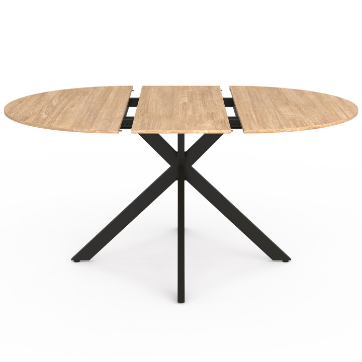 Ronde uitschuifbare eettafel 6-8 personen hout en zwart - ALIX | ID Market