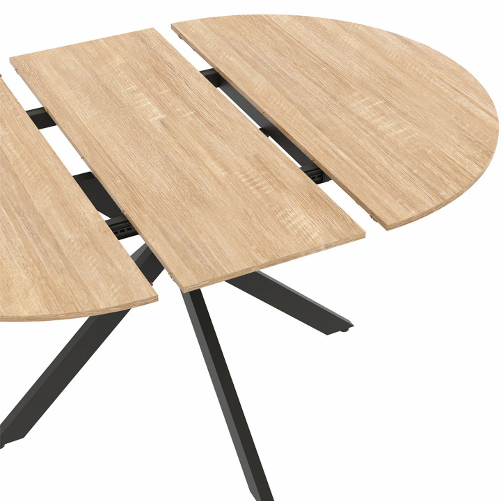 Ronde uitschuifbare eettafel 6-8 personen hout en zwart - ALIX | ID Market