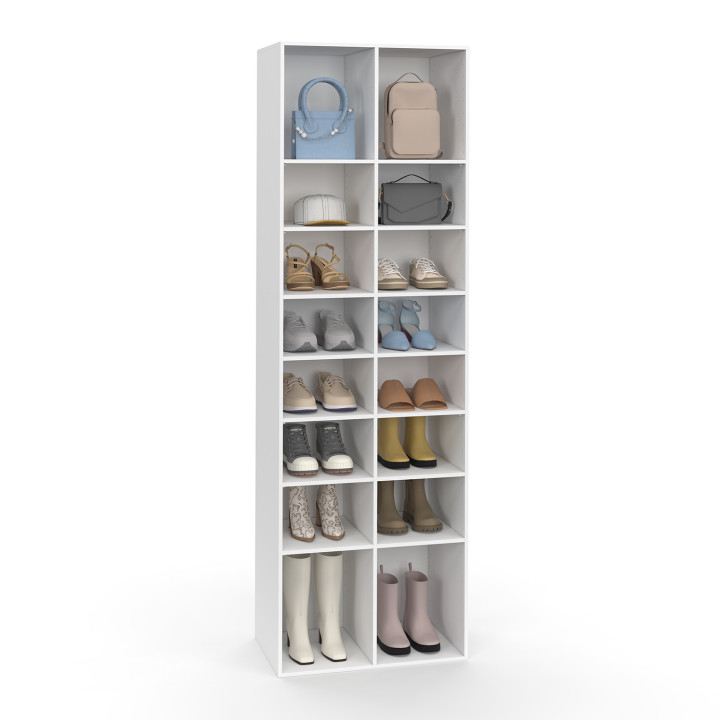 Zapatero de 16 compartimentos, blanco | IDMarket