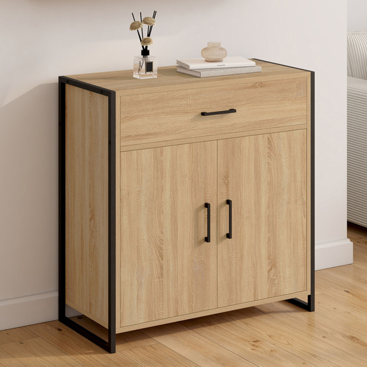 Mueble zapatero 12 pares 2 puertas y 1 cajón diseño industrial - LUIS | ID Market