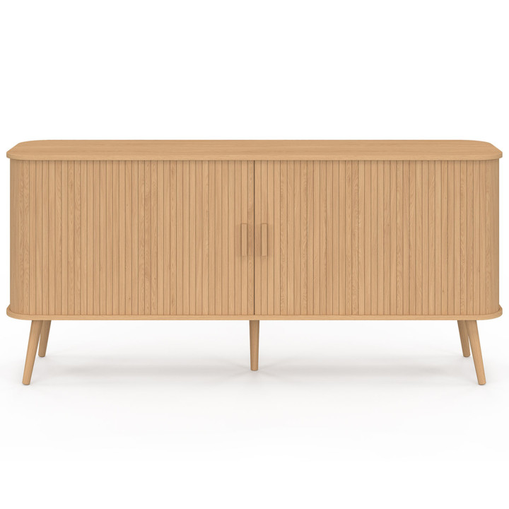 Sideboard 160cm Holz Farbe Eiche Stollen XXL 2 Schiebetüren - ROMIE | IDMarket