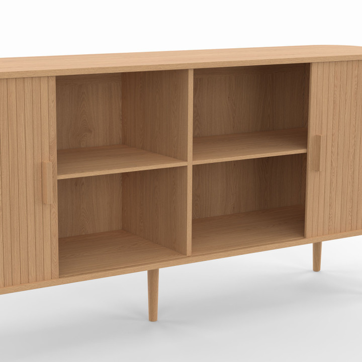 ROMIE XXL 160 cm dressoir met lamelleneffect, 2 schuifdeuren
