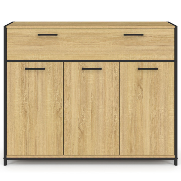 Anrichte im Industriedesign 100 cm 3 Türen und 1 Schublade - DETROIT || DETROIT IDMarket