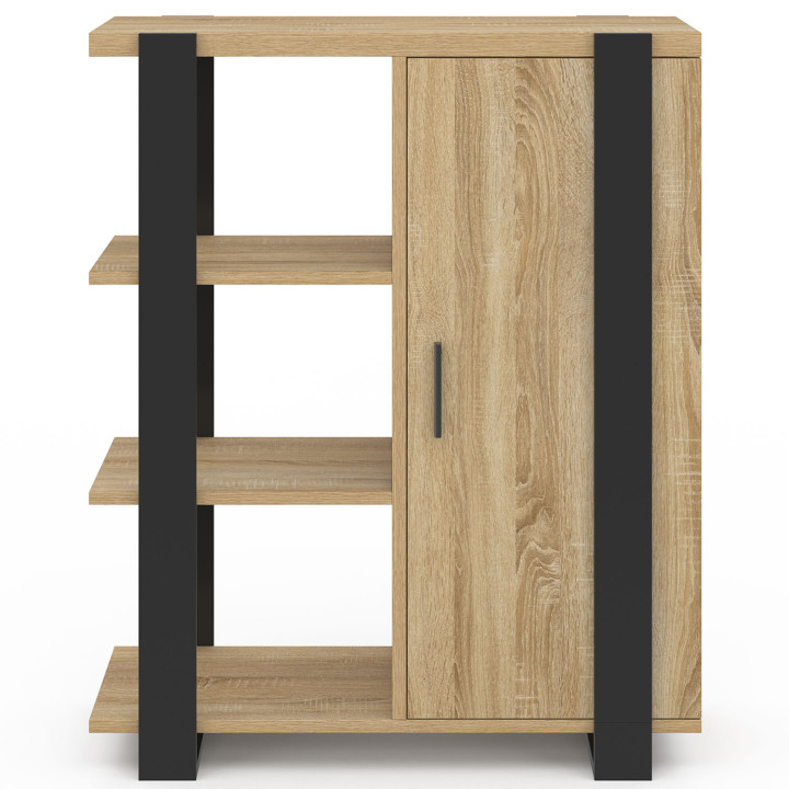 PHOENIX dressoir met 3 vakken en kast, 70 cm, hout en zwart