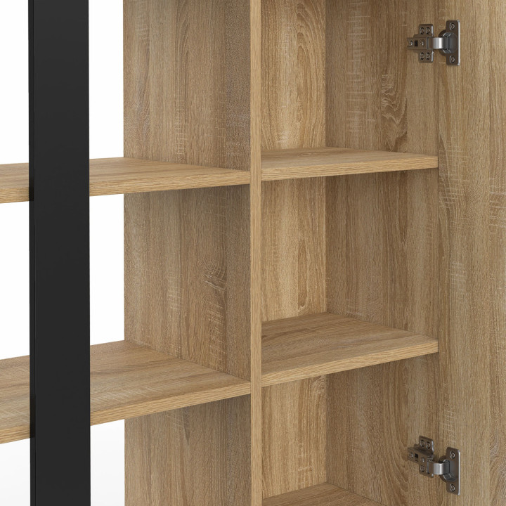 ¡Aparador 70 cm 3 estantes y armario de madera y negro - PHOENIX | Zen Cart! IDMarket
