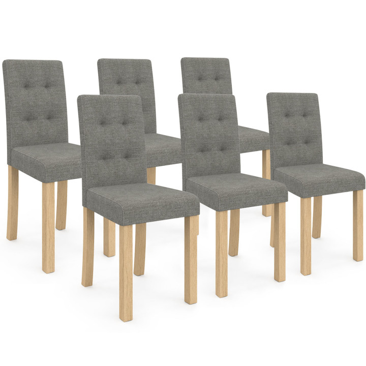 Lot de 6 chaises POLGA capitonnées grises pour salle à manger