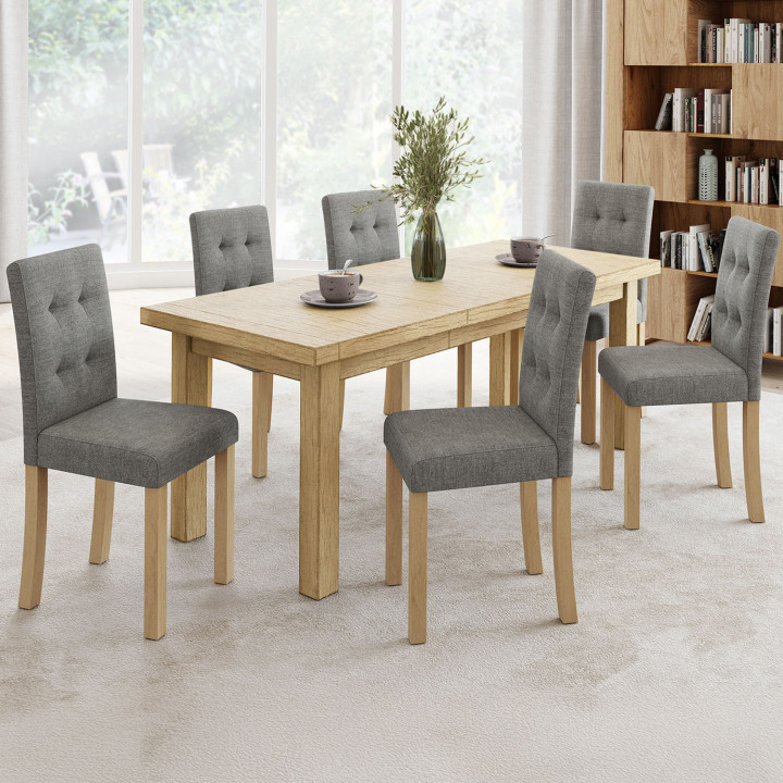 Lot de 6 chaises POLGA capitonnées grises pour salle à manger