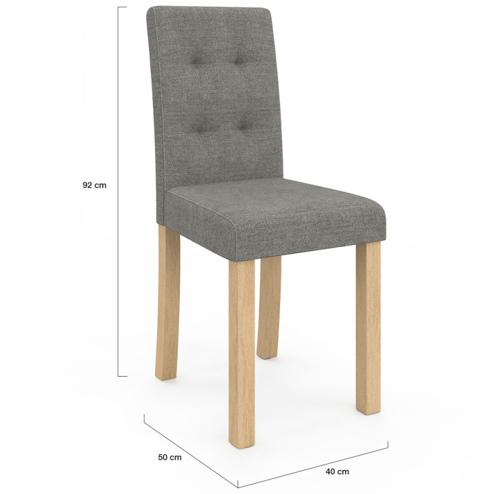 Chaises scandinaves grises capitonnées - lot de 6 - POLGA | ID Market