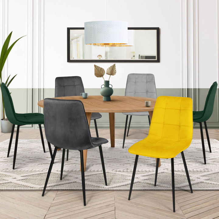 Samtstühle mix color : grün, gelb und grau Metallbeine - MILA | ID Market