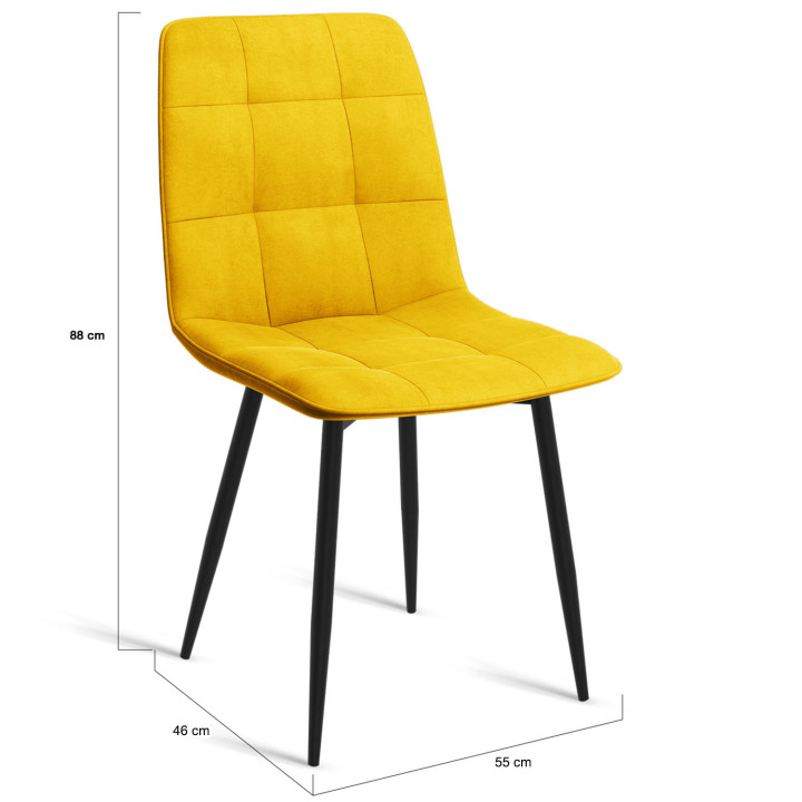 Sillas de terciopelo de colores mixtos: verde, amarillo y gris con patas de metal - MILA | ID Market