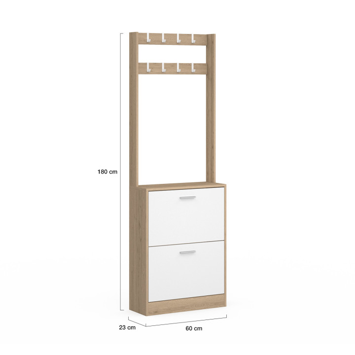 Mueble zapatero 2 puertas efecto madera y blanco - KLARK | El Arte de Vivir IDMarket