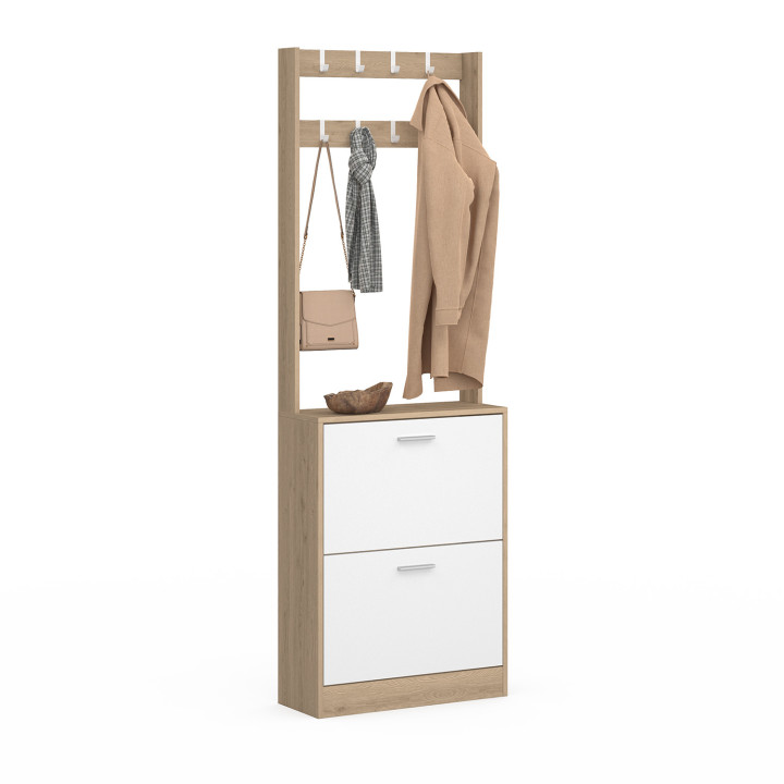 Mueble zapatero 2 puertas efecto madera y blanco - KLARK | El Arte de Vivir IDMarket