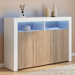 3-türiges Sideboard in Weiß und Holz mit LEDs - ELIGHT || ELIGHT IDMarket