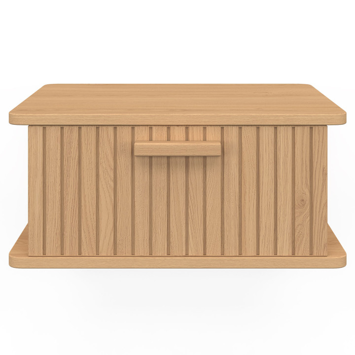 Lot de 2 tables de chevet murales JULIETTE 1 tiroir étagère suspendue lattes tasseau bois coloris chêne