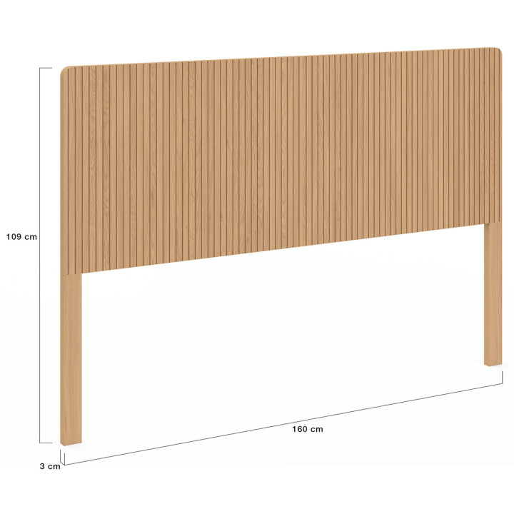 JULIETTE 160 cm vrijstaand hoofdbord met houten lamelleneffect