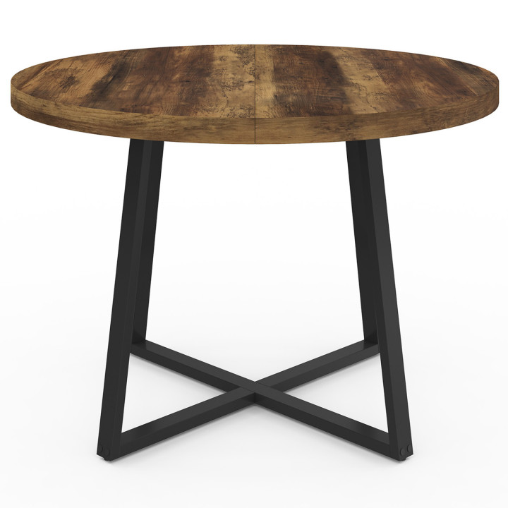 SELMA tavolo da pranzo rotondo 4 persone HAWKINS legno scuro e nero 110 cm