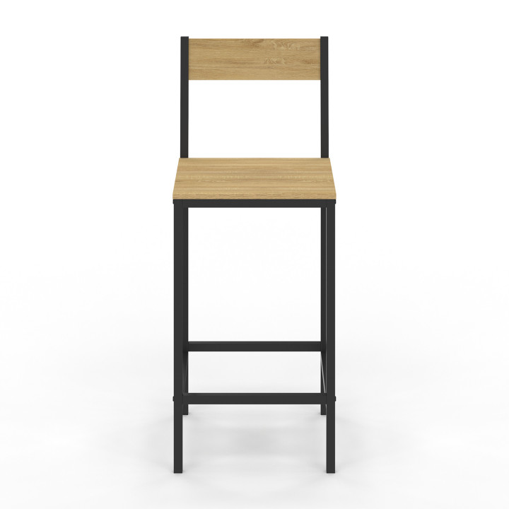 Lot de 6 tabourets de bar DETROIT avec dossier chaise de cuisine design industriel
