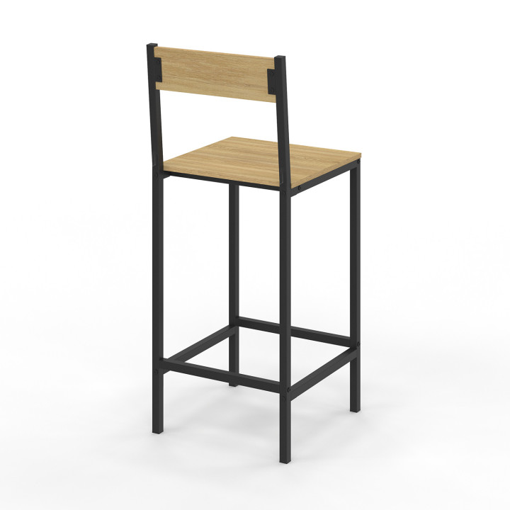 Lot de 6 tabourets de bar DETROIT avec dossier chaise de cuisine design industriel