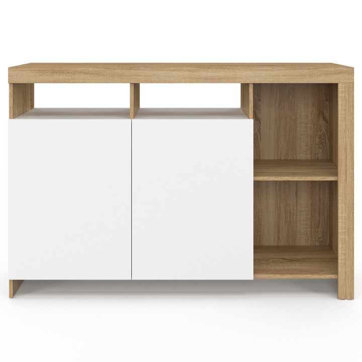 Aparador de madera con puertas blancas 110cm - MALO IDMarket