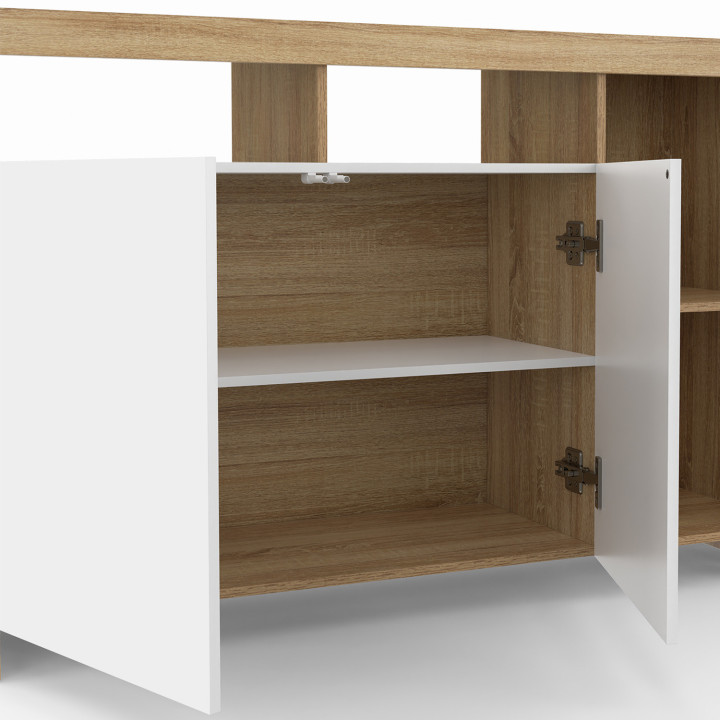 Aparador de madera con puertas blancas 110cm - MALO IDMarket