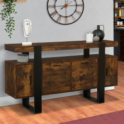 Credenza in legno nero e anticato 140 cm 4 ante - PHOENIX | ID Market