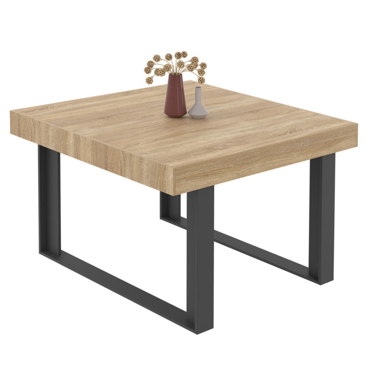 Mesa de comedor cuadrada 6 personas madera y negro - PHOENIX | IDMarket