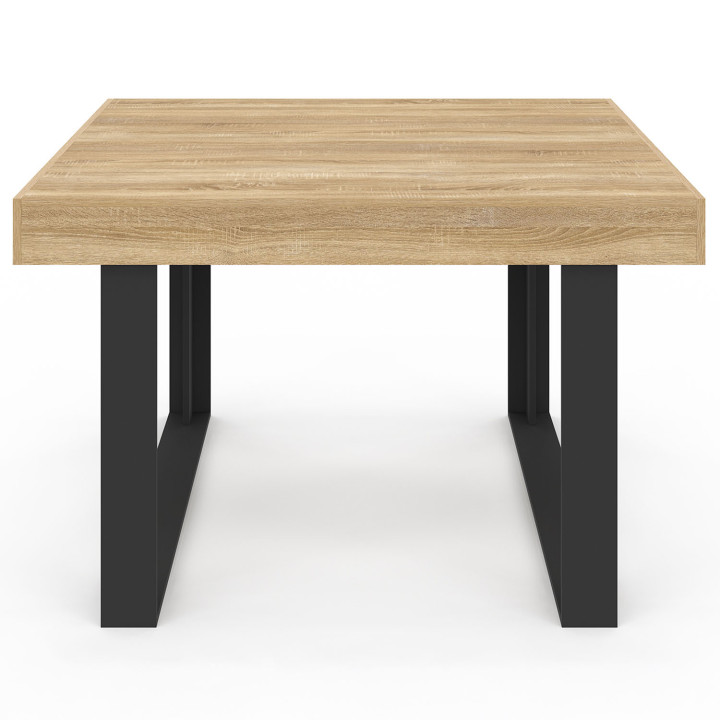 Mesa de comedor cuadrada 6 personas madera y negro - PHOENIX | IDMarket